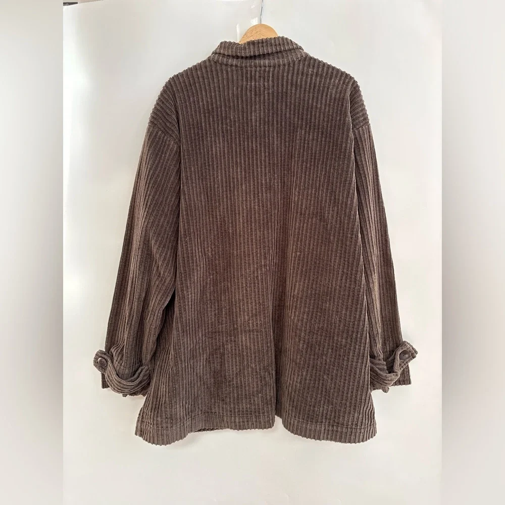 Flax Brown Oversized Corduroy Jacket with Front Pockets - Picture 2 of 5